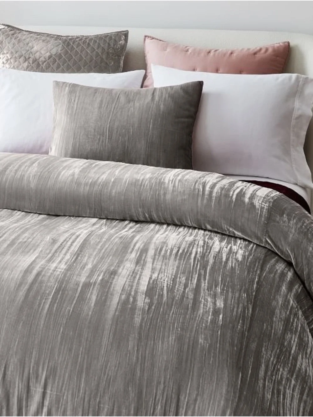 West Elm Silver Gray Ruffled Standard Shams - Pair